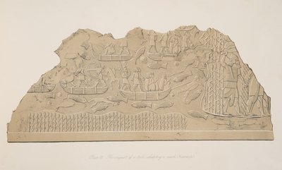 Podbój plemienia zamieszkującego bagna (Kouyunjik), z Monuments of Niniveh, wyd. 1849 autorstwa Austen Henry Layard