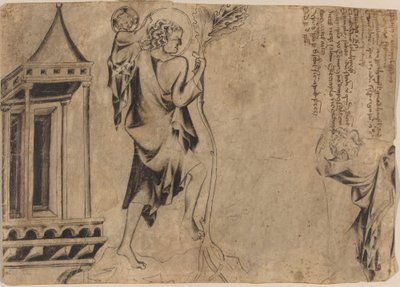 Edykuł z dwoma studiami o św. Krzysztofie autorstwa Austrian 14th Century