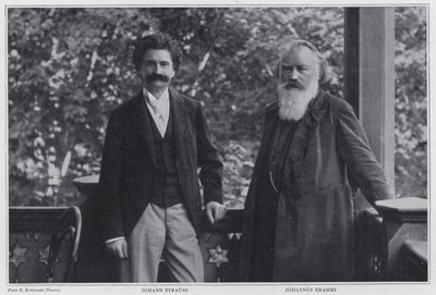 Kompozytorzy Johann Strauss Młodszy i Johannes Brahms, Wiedeń autorstwa Austrian Photographer