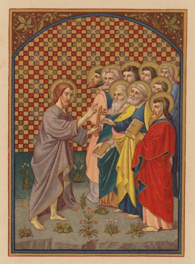 Chrystus daje Piotrowi klucze królestwa niebieskiego (chromolith) autorstwa Austrian School