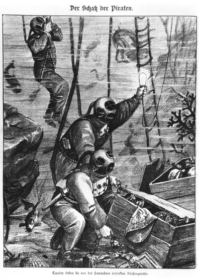 Nurkowie odnajdujący skarb piratów, 1897 autorstwa Austrian School