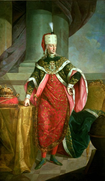 Cesarz Franciszek I (1708-65) Cesarz Świętego Cesarstwa Rzymskiego w oficjalnych szatach Zakonu Św autorstwa Austrian School