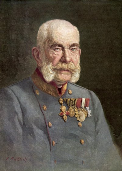 Franciszek Józef I, cesarz Austrii (kolorowa litografia) autorstwa Austrian School