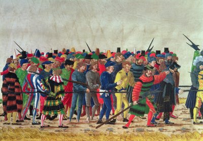 Halberdierzy Maksymiliana I (1459-1519) pilnujący jeńców francuskich autorstwa Austrian School