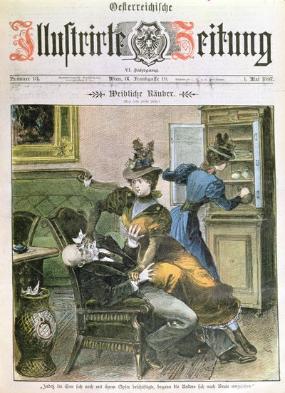 Lady Robbers, pierwsza strona Illustrierte Zeitung, maj 1897 autorstwa Austrian School