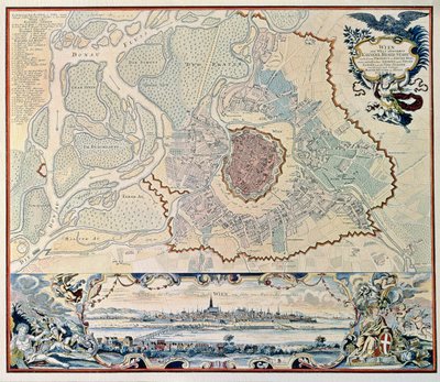 Plan miasta Wiednia, po rycinie z 1720 r. (grafika) autorstwa Austrian School