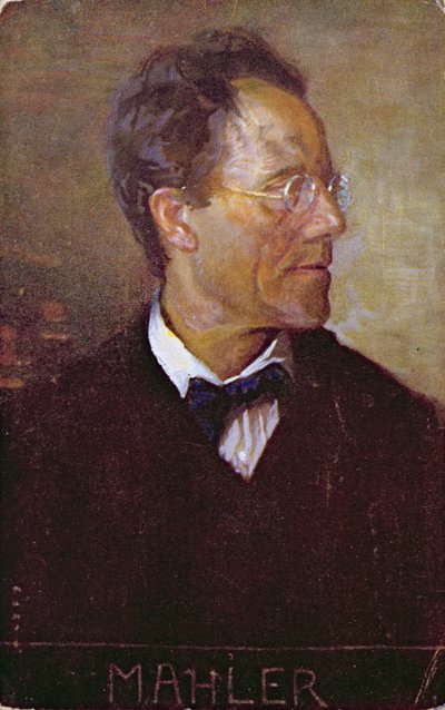 Pocztówka przedstawiająca portret Gustava Mahlera (1860-1911) ok. 1910 r. (kolorowa litografia) autorstwa Austrian School
