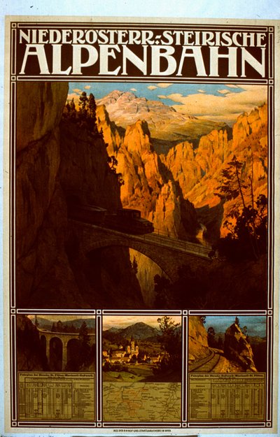 Plakat dla Dolnej Austro-Styryjskiej Kolei Alpejskiej autorstwa Austrian School
