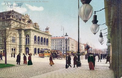 Kaerntnerring i Opera Cesarsko-Królewska w Wiedniu, 1908 autorstwa Austrian School