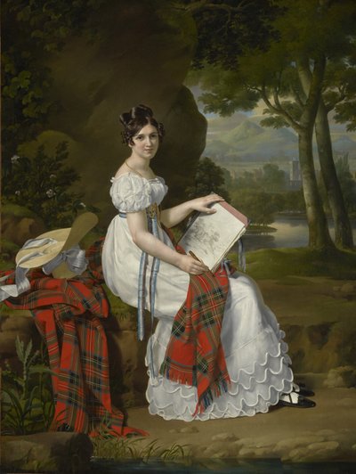 Kobieta szkicująca w krajobrazie, ok. 1830 r autorstwa Austrian School