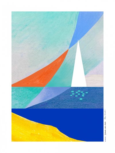 Geometryczna łódź żaglowa na oceanie autorstwa Awol Art Alex