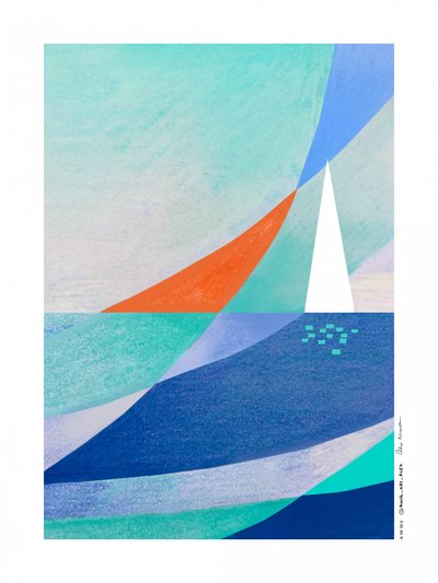Geometryczna łódź żaglowa na oceanie autorstwa Awol Art Alex