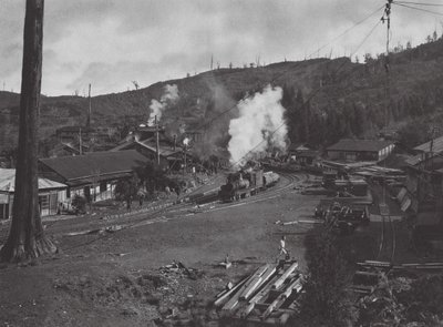 Japonia: Numanohira, transport drewna (zdjęcie czarno-białe) autorstwa Axel von Graefe