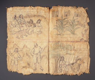 Kodeks Techialoyan, Coyotepec Coyonazco, Meksyk (pigment i tusz na papierze) autorstwa Aztec