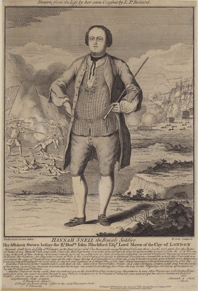 Hannah Snell, kobieta-żołnierz (rycina) autorstwa B. Cole