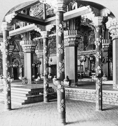 Mahratta durbar hall, Pałac księżnej Tanjore, Tanjore Thanjavur, Indie, 1901. autorstwa B. L. Singley