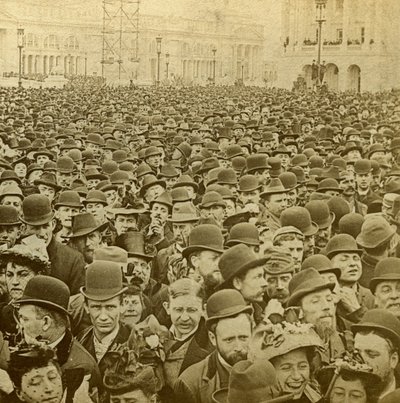 Tłum na otwarciu wystawy kolumbijskiej, Chicago, Illinois, USA, 1893. autorstwa B. W. Kilburn