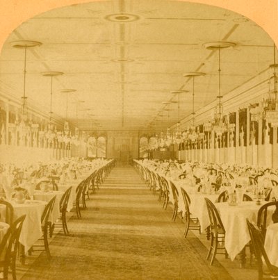 Jadalnia, Grand Union Hotel, Saratoga, największa jadalnia na świecie, 1882. autorstwa B. W. Kilburn