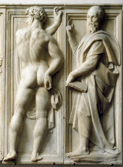 Prorok i Ignudo Niski marmurowy relief autorstwa Baccio Bandinelli (1493-1560) autorstwa Baccio Bandinelli