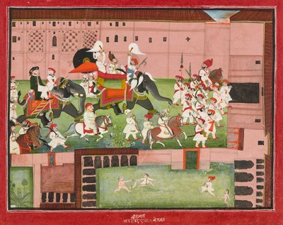 M. Balwant Singh z pułkownikiem Borthwickiem, dat. 1825. autorstwa Baijnath