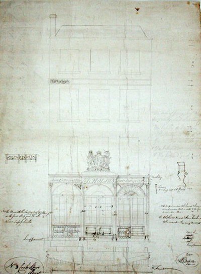 Projekt dla Państwowego Biura Loterii Nicholsona, nr 3 Cockspur Street, City of London autorstwa Baker Baker