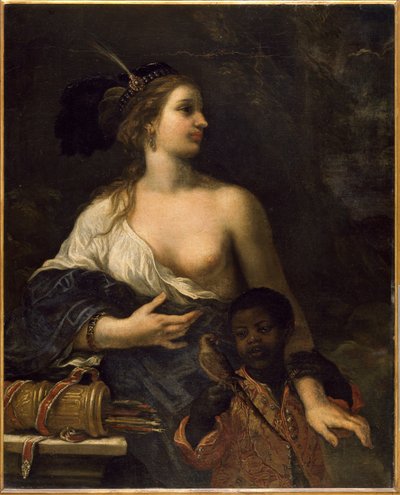 Turecka kobieta z czarnym dzieckiem, ok. 1650-1670 (olej na płótnie) autorstwa Baldassare Franceschini