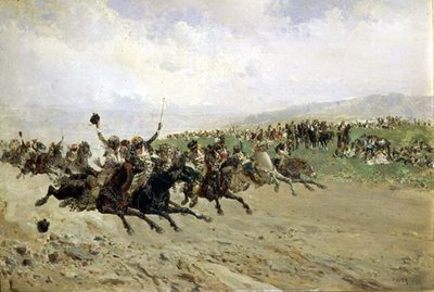 Andaluzja: Wyścigi konne na jarmarku, koniec XIX wieku autorstwa Baldomero Calopre y Gimenez
