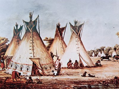 Wieś plemienia Kiowa (olej na płótnie) autorstwa Baldwin Mollhausen