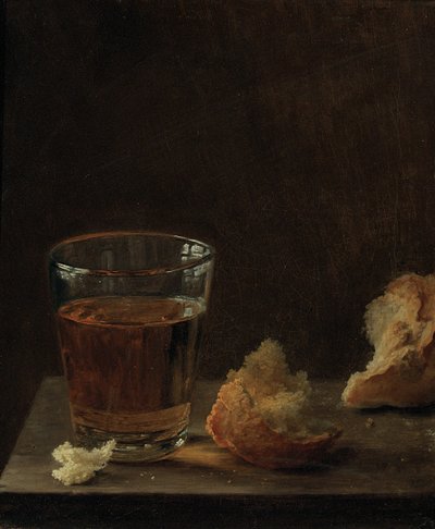 Szklanka piwa i bułka na stole autorstwa Balthasar Denner