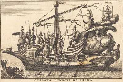 Atalanta prowadzona przez Dianę autorstwa Balthasar Moncornet after Remigio Cantagallina