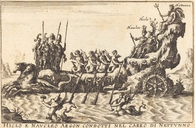 Hiclo i Naucleus Argon prowadzili rydwan Neptuna autorstwa Balthasar Moncornet after Remigio Cantagallina