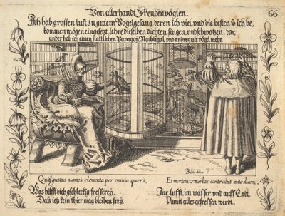 Ze wszystkich radosnych ptaków, ilustracja z Petrarki, Glück und Unglück Spiegel, figura..., 1652. autorstwa Balthasar Schwan