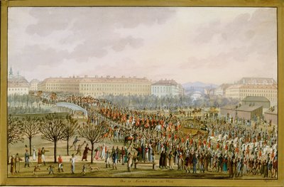 Cesarzowa Karolina Augusta, czwarta żona cesarza Franciszka I, wjeżdża do Wiednia 10 listopada ... (gwasz) autorstwa Balthasar Wigand