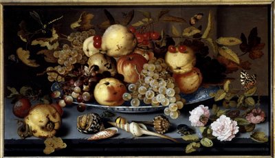 Martwa natura z owoców, kwiatów, muszli i owadów. Obraz Balthasara Van Der Ast (1590-1656) Ec. Hol autorstwa Balthasar van der Ast