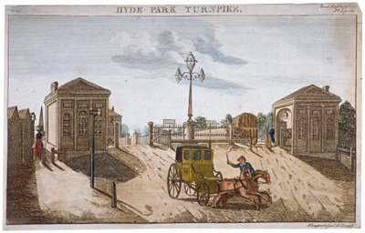 Widok Hyde Park Corner Turnpike, Westminster, Londyn, 1792. autorstwa Barak Longmate Jr