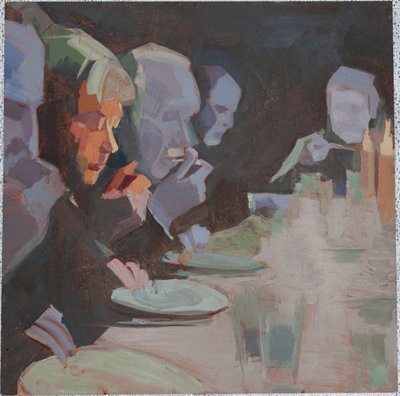 Kolacja 3, 2009, olej na aluminium autorstwa Barbara Hoogeweegen