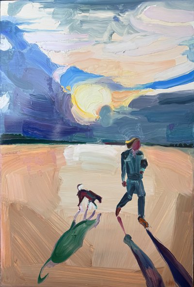 Wczesny wiatr, 2024, olej na panelu autorstwa Barbara Hoogeweegen