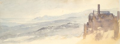 Krajobraz: Domy na klifie (akwarela i grafit na tkanym papierze) autorstwa Barbara Leigh Smith Bodichon
