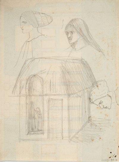 Niezidentyfikowany szkic architektoniczny (grafit na papierze) autorstwa Barbara Leigh Smith Bodichon
