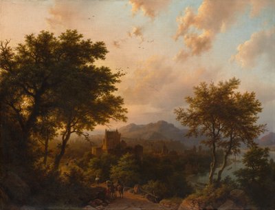 Zachód słońca nad Renem, 1853. autorstwa Barend Cornelis Koekkoek