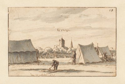 Obóz armii Willema III w pobliżu Sint-Truiden, Limburg autorstwa Barend Klotz (attributed to)