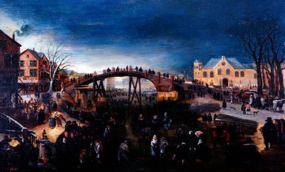Pejzaż zimowy z łyżwiarstwem figurowym i zabawą, ok. 1640-50 (olej na panelu) autorstwa Barent (follower of) Avercamp