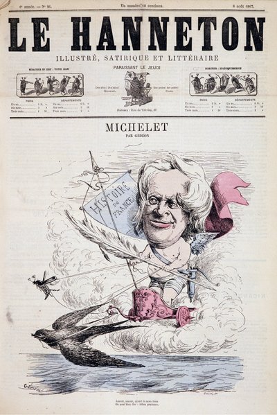 Kreskówka Jules Michelet - autorstwa Gedeon w „”Le Hanneton””08.08.1867 autorstwa Baril Gedeon