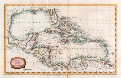 Mapa Indii Zachodnich, XVIII wiek. autorstwa Barlow