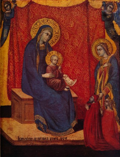 Madonna intronizowana i dwóch darczyńców w adoracji, 1374 autorstwa Barnaba da Modena