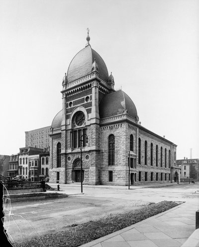Kongregacja Synaj, Chicago, Illinois, USA, ok. 1900 (zdjęcie czarno-białe) autorstwa Barnes and Crosby