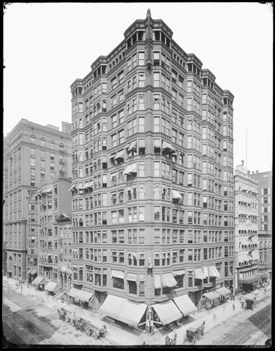 Budynek Tacoma, Chicago, Illinois, USA, ok. 1905 (zdjęcie czarno-białe) autorstwa Barnes and Crosby
