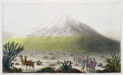 Góra Chimborazo, Ekwador, z "Le Costume Ancien et Moderne", tom II, tablica 3, autor Jules Ferrario, rytowane przez Paolo Fumagalli, opublikowane ok. 1820s-30s autorstwa Baron Friedrich Alexander von Humboldt