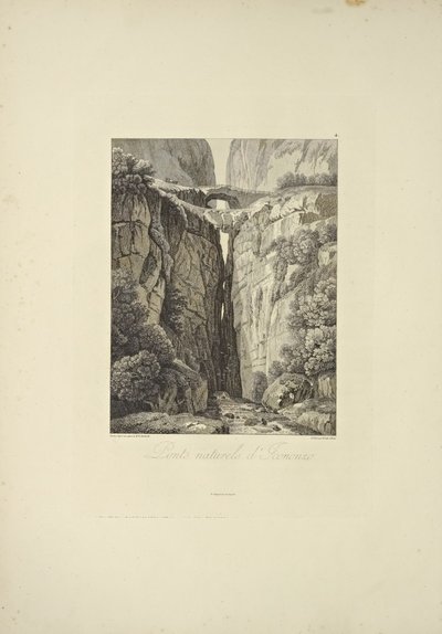 Natural Bridges of Icononzo, ilustracja z „Widoków Kordylierów i pomników rdzennych ludów Ameryki” autorstwa Alexandra von Humboldta i Aime Bonpland, 1813 autorstwa Baron Friedrich Alexander von Humboldt