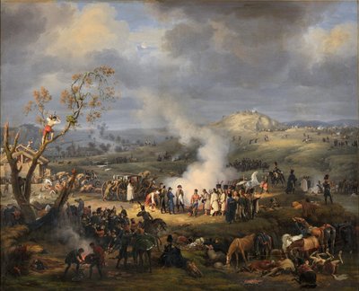 Napoleon ze swoimi żołnierzami w przededniu bitwy autorstwa Baron Lejeune Louis François